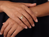 Gold Asymmetrical Ring with Lab Grown Diamonds