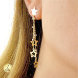 Gold Star Cascade Drop Earrings