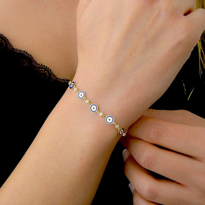 Gold Diamond Evil Eye Bracelet