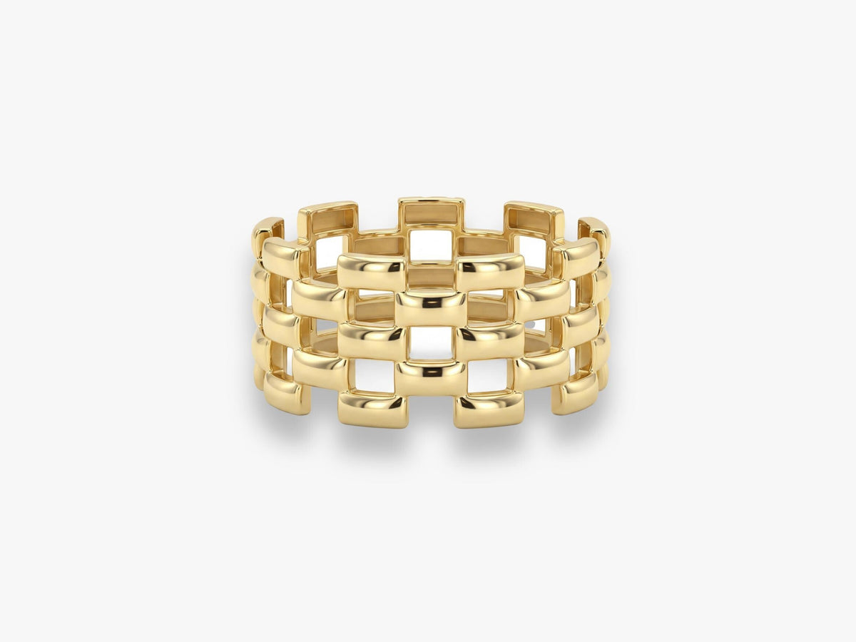 Gold Geometric Openwork Ring
