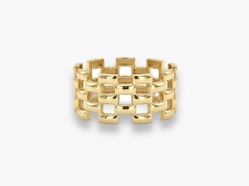 Gold Geometric Openwork Ring
