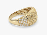 Gold Woven Dome Ring with Lab Grown Diamonds