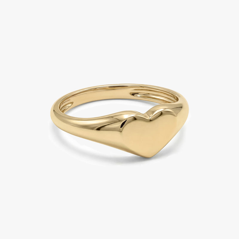 Solid Gold Heart Signet Ring