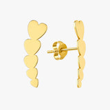 Gold Heart Ear Climber Earrings