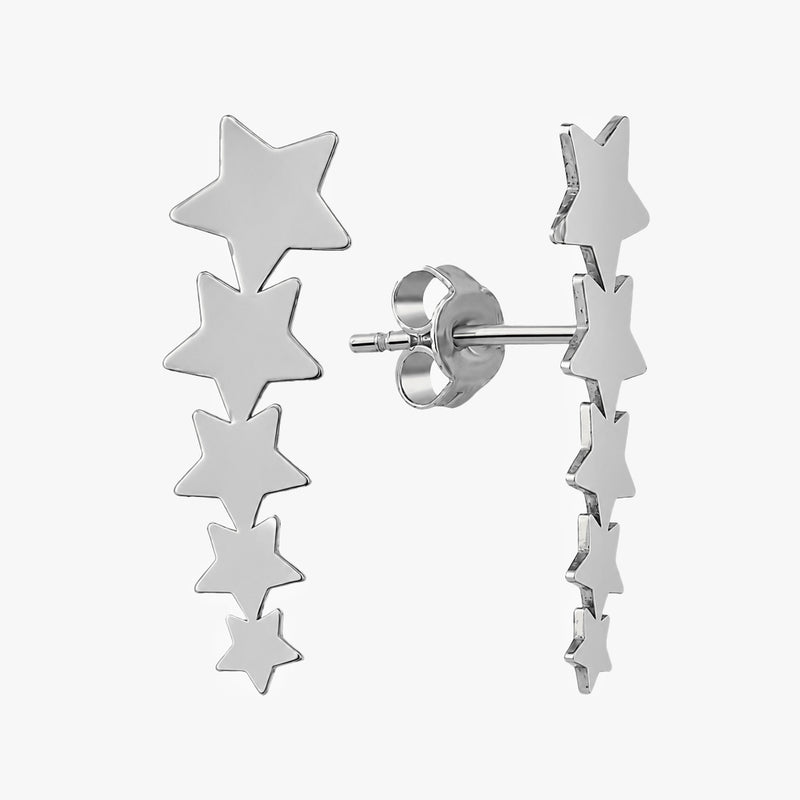 Solid Gold Five Star Climber Earrings