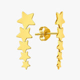 Solid Gold Five Star Climber Earrings