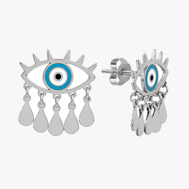 Gold Evil Eye Dangle Earrings
