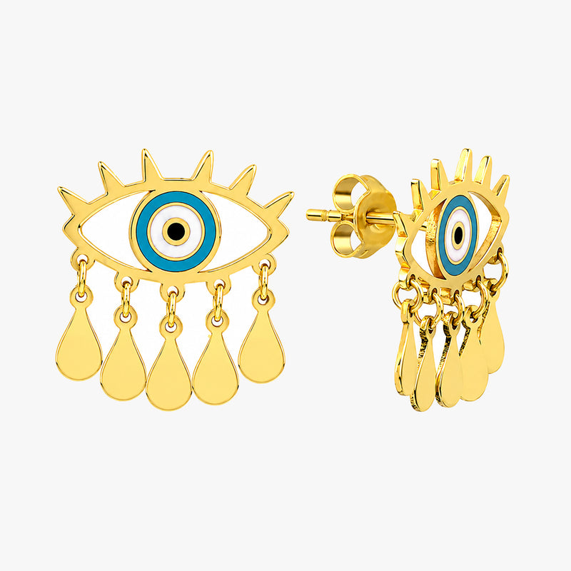 Gold Evil Eye Dangle Earrings