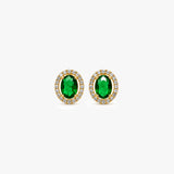 Gold Emerald Stud Earrings