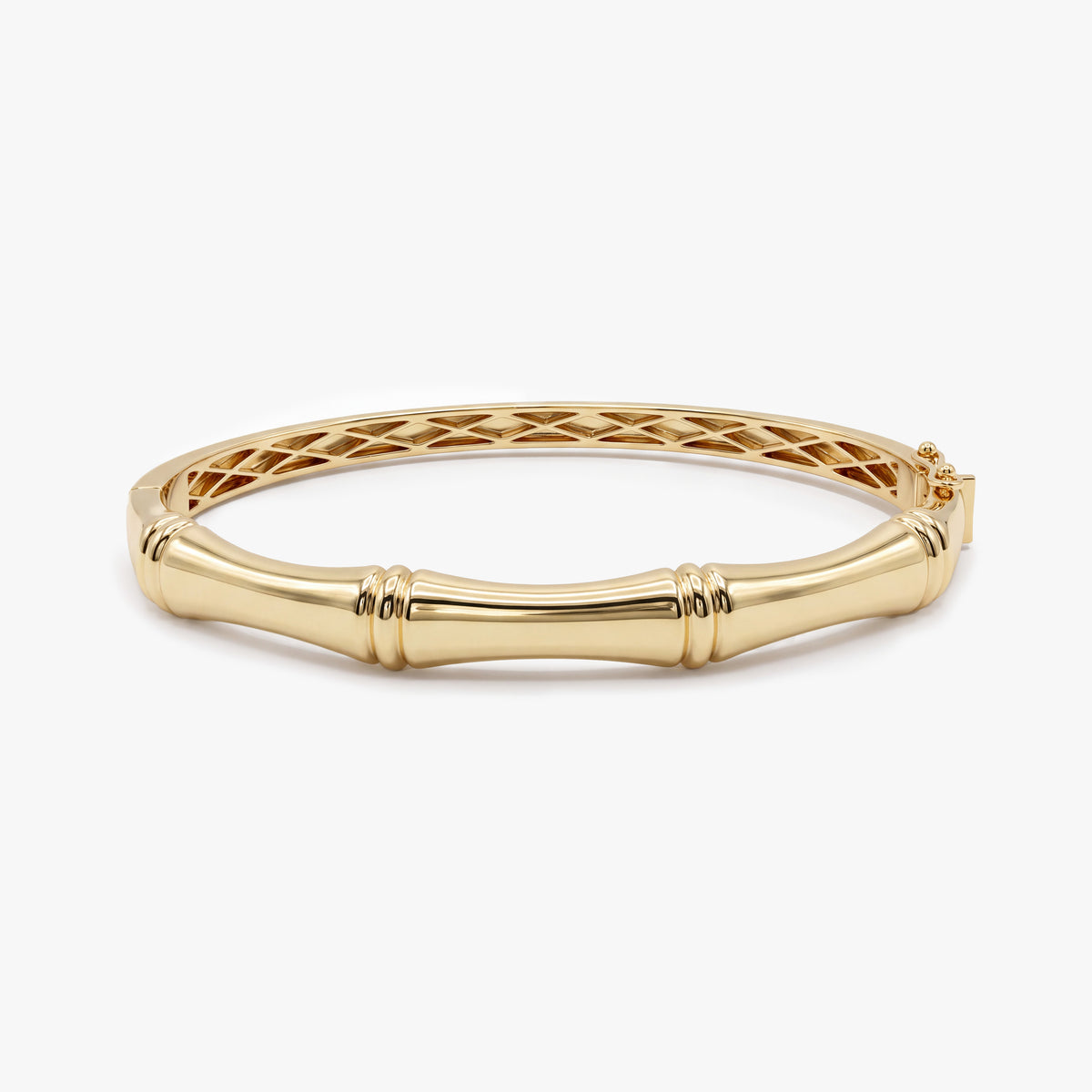 14K Solid Gold Bamboo Bangle Bracelet
