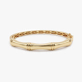 14K Solid Gold Bamboo Bangle Bracelet