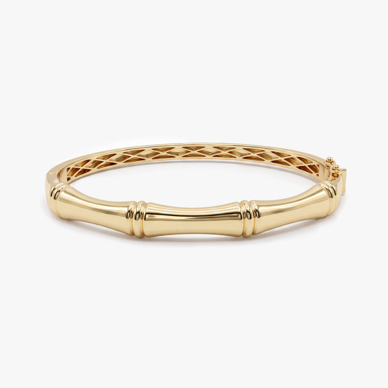 14K Solid Gold Bamboo Bangle Bracelet