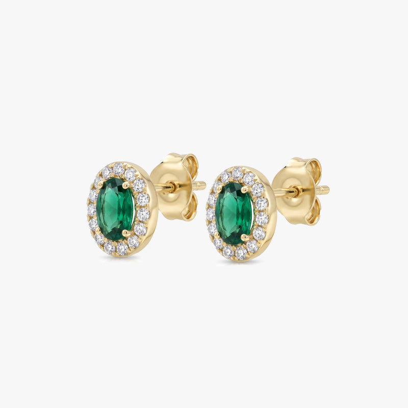 Gold Emerald Stud Earrings