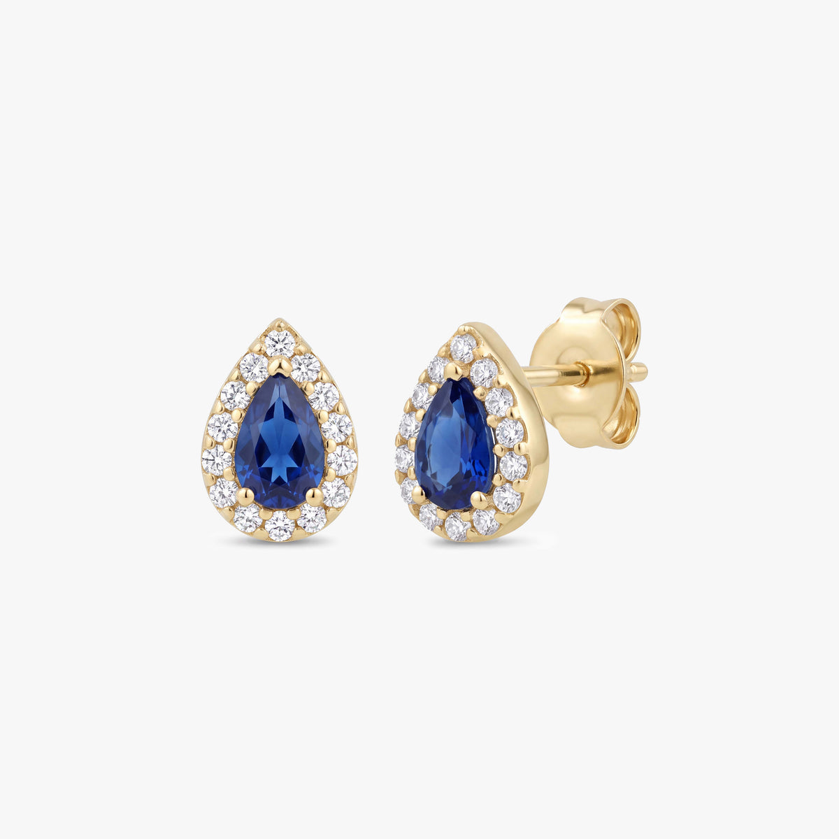 Gold Blue Sapphire Stud Earrings