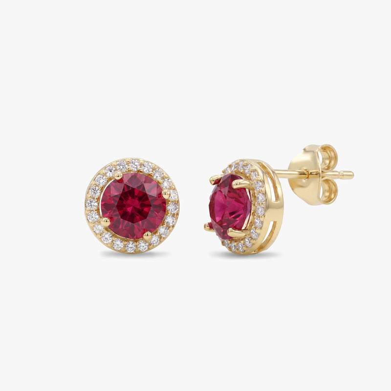 Gold Ruby Stud Earrings