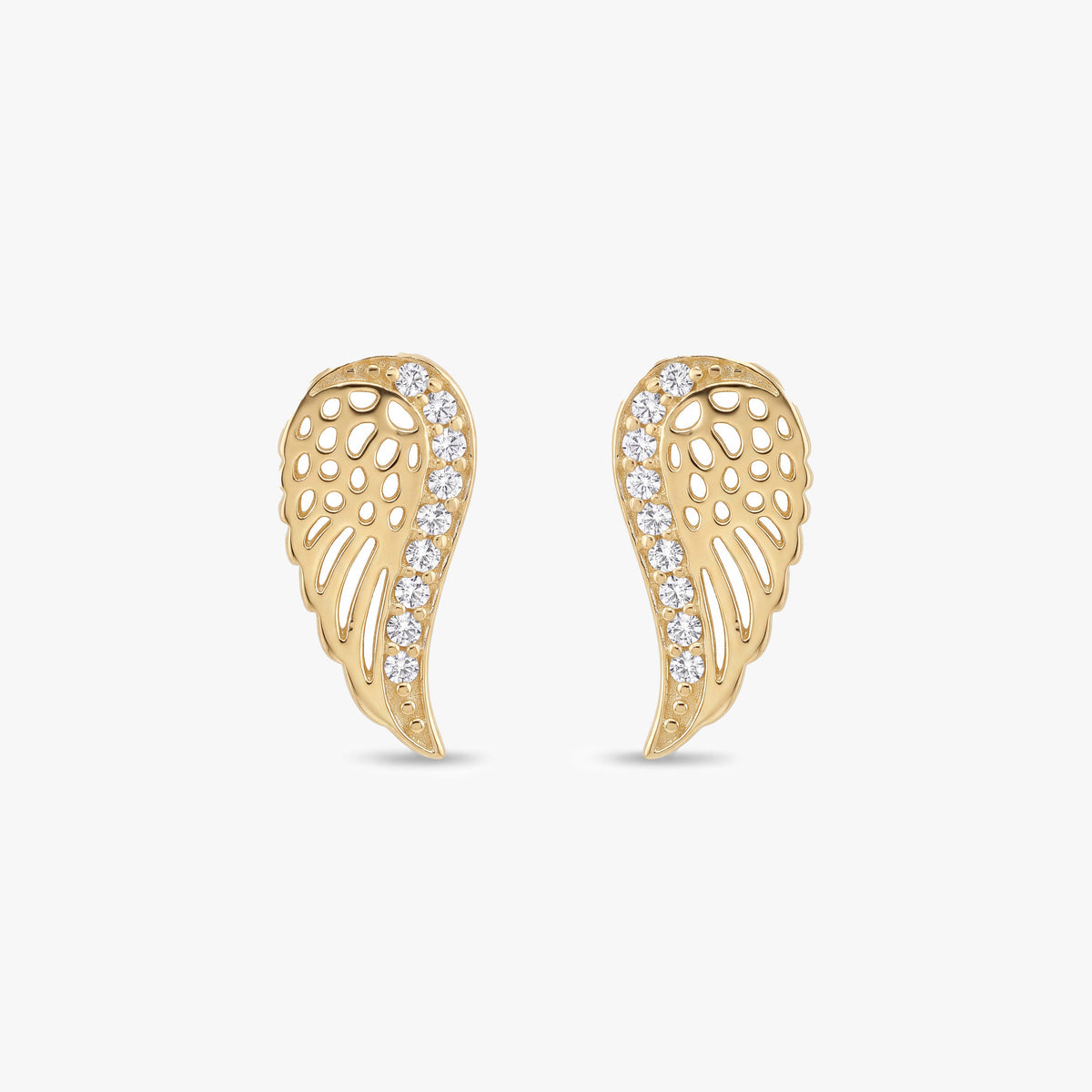 Gold Angel Wing Stud Earrings