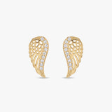 Gold Angel Wing Stud Earrings