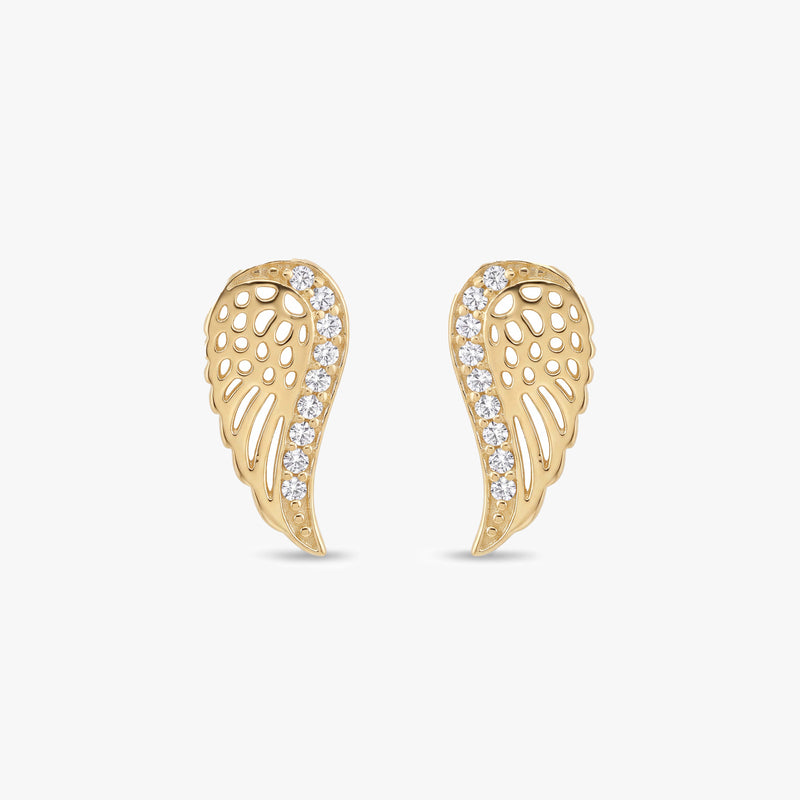Gold Angel Wing Stud Earrings
