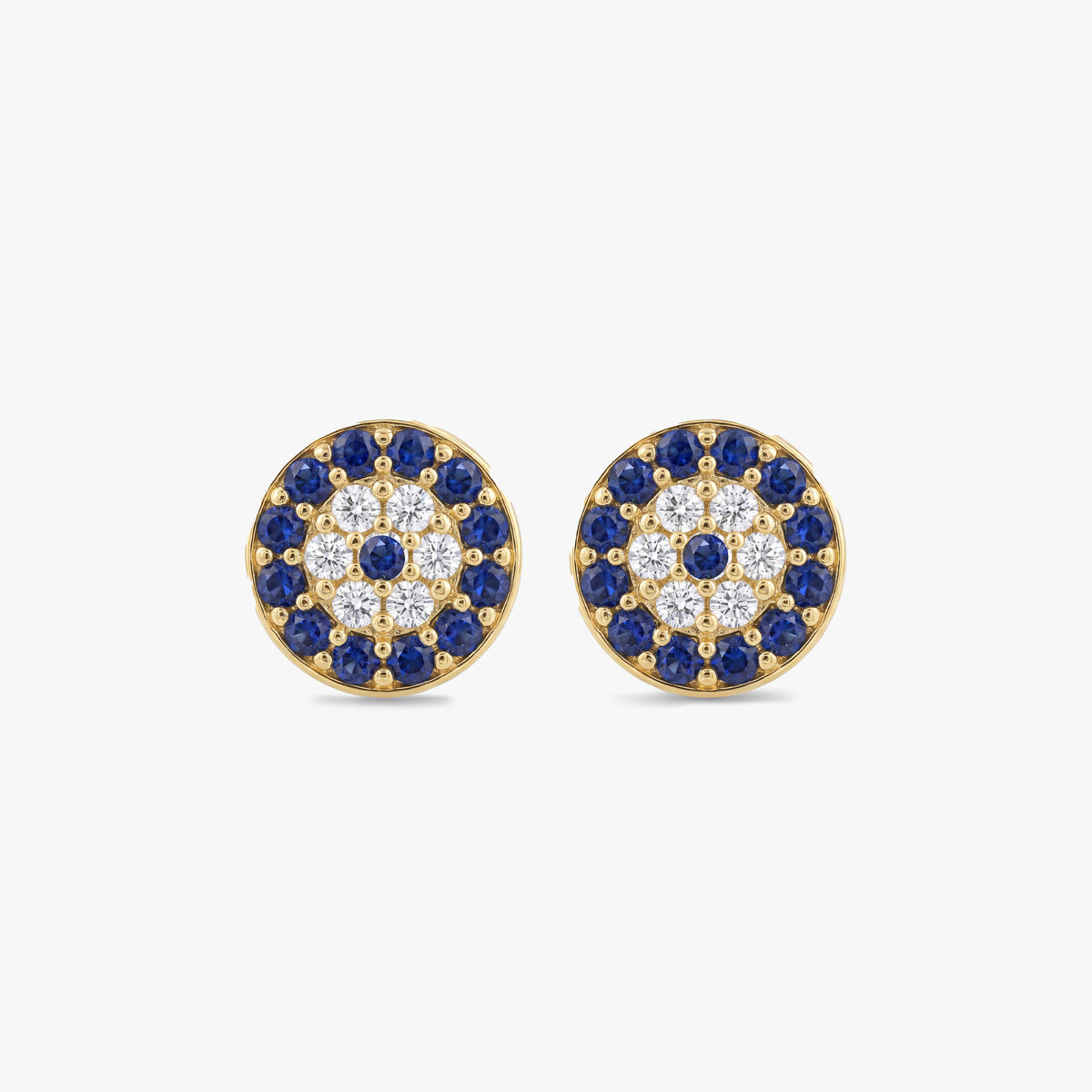 Gold Blue Sapphire Stud Earrings