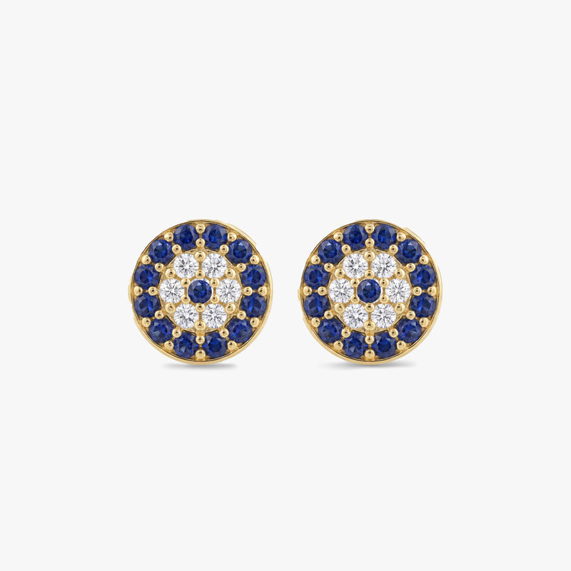 Gold Blue Sapphire Stud Earrings