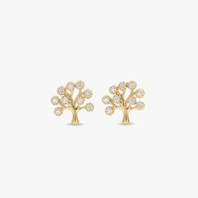 Gold Tree of Life Stud Earrings