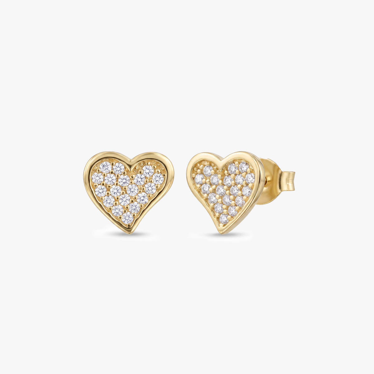 Gold Heart Diamond Stud Earrings