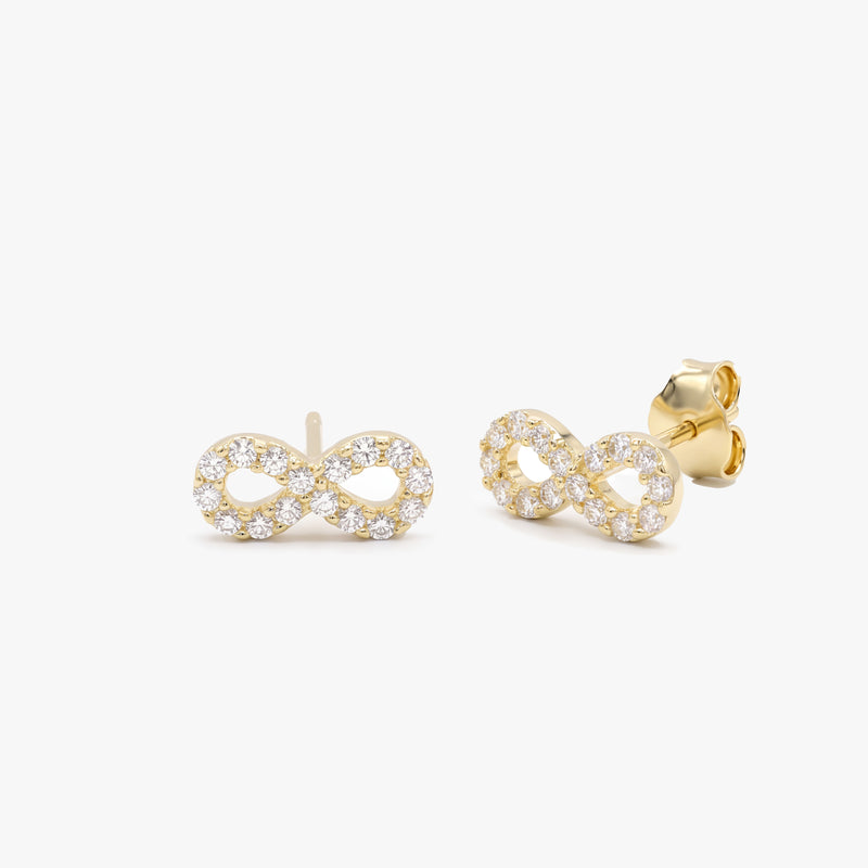 Gold Diamond Infinity Stud Earrings