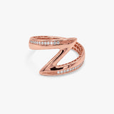 Solid Gold Zig Zag Ring with Diamonds