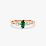 Marquise Emerald Ring in Gold with Diamonds