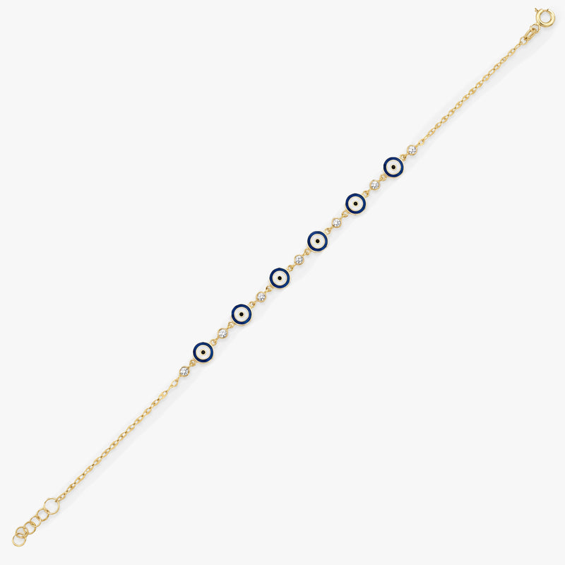 Gold Diamond Evil Eye Bracelet
