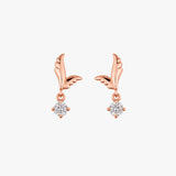 Gold Angel Wing Diamond Dangle Earrings