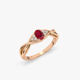Oval Ruby Ring with Diamonds in Gold