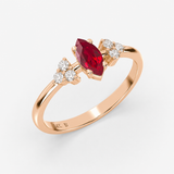 Ruby Marquise Lab Grown Diamond Ring