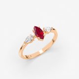 Marquise Ruby Ring in Gold with Diamonds