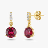Round Drop Earrings with White Sapphire Accents in Gold