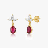Oval Earrings with Marquise Accent Studs