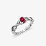 Oval Ruby Ring with Diamonds in Gold