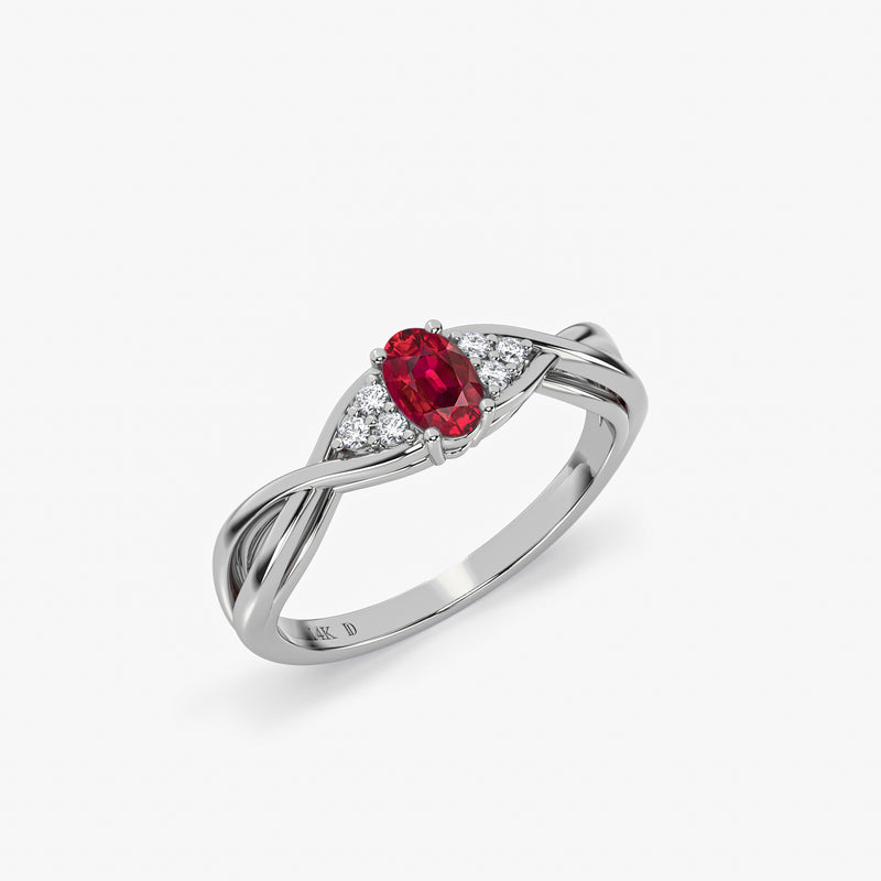 Oval Ruby Ring with Diamonds in Gold