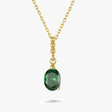Oval Gemstone Drop Necklace with Beaded Detail