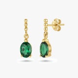 Oval Drop Earrings with Beaded Chain Detail