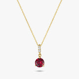 Round Gemstone Pendant Necklace with White Sapphire Accents