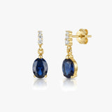 Oval Drop Earrings with White Sapphire Accents