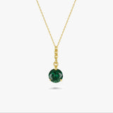 Round Gemstone Drop Necklace in Gold