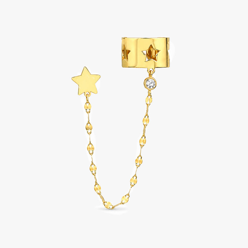 Gold Star Chain Earring