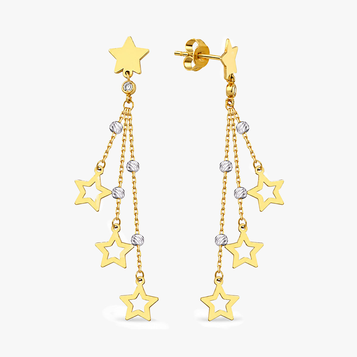 Gold Star Cascade Drop Earrings