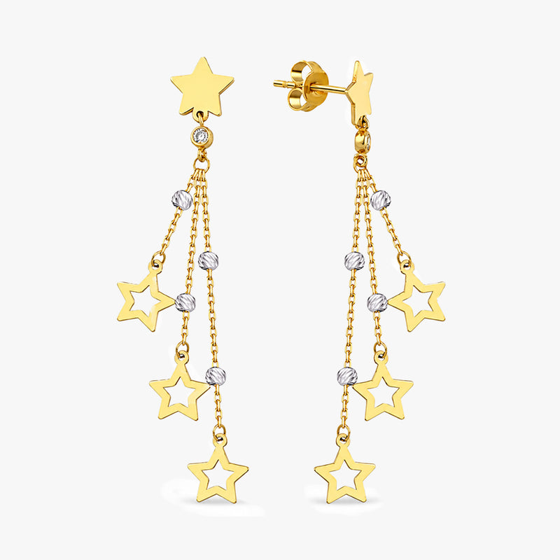 Gold Star Cascade Drop Earrings