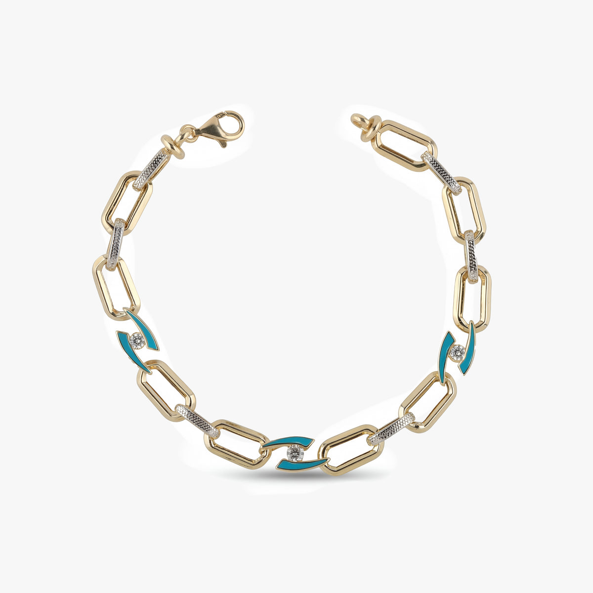 Gold Turquoise Link Bracelet