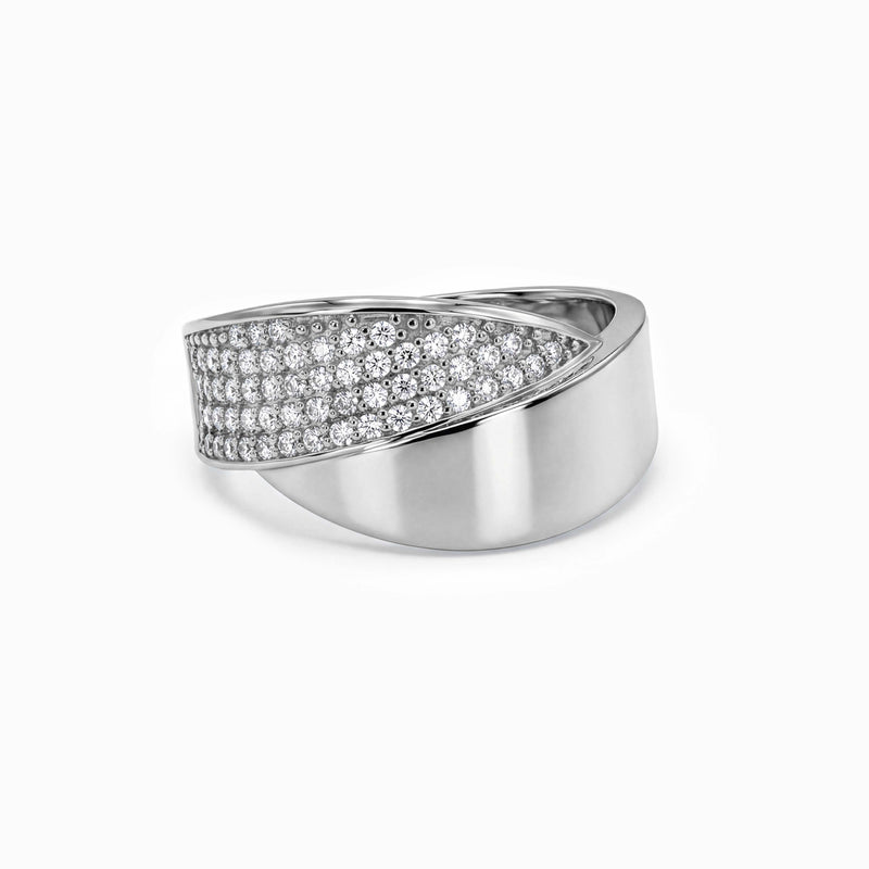 Gold Modern Pavé Ring with Lab Grown Diamonds
