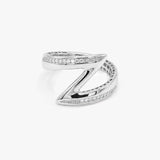 Solid Gold Zig Zag Ring with Diamonds