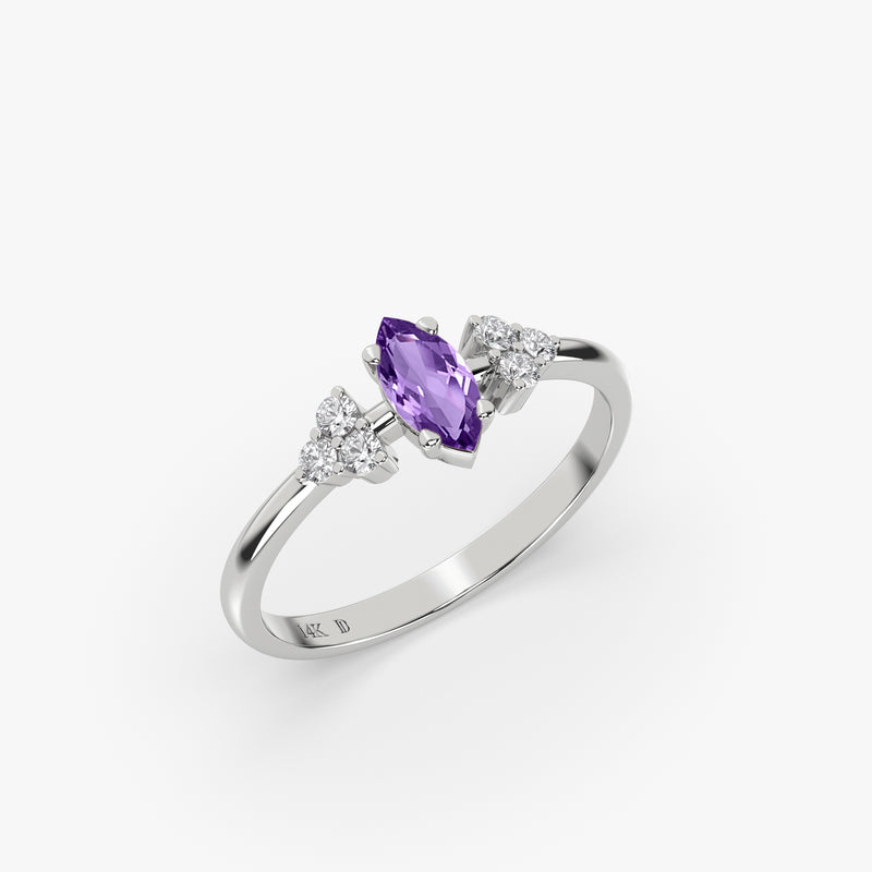 Amethyst Marquise Lab Grown Diamond Ring